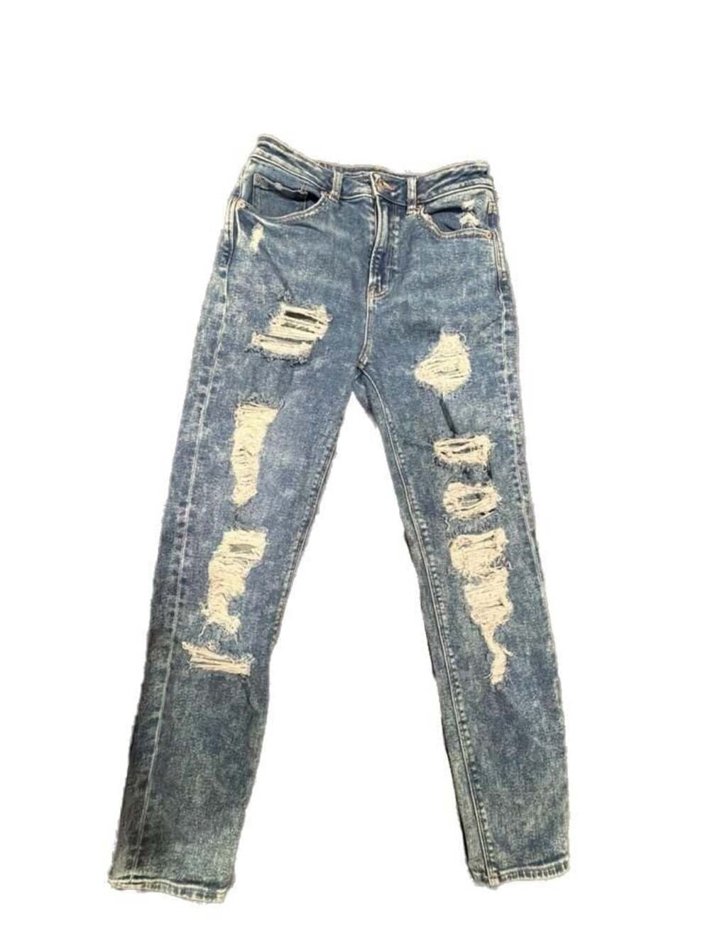 American Eagle Mom Jeans Size 2 Regular Distressed Acid Wash